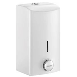 DELABIE nyomógombos szappanadagoló, lekerekített, SLIM dizájn, 500ml műanyag tartály, 1mm r.m. acél lemez, fehér