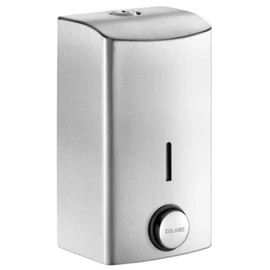 DELABIE nyomógombos szappanadagoló, lekerekített, SLIM dizájn, 500ml műanyag tartály, 1mm r.m. acél lemez, selyem