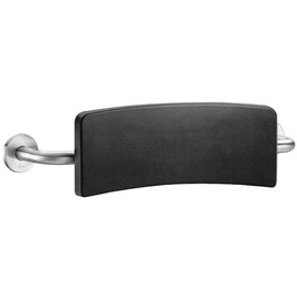 DELABIE Comfort háttámla zuhanyülőke és WC mögé, fekete PU támasz UltraSatin selyem r.m. acél vázon, 150mm