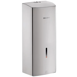 DELABIE automata szappanadagoló, SLIM, 1 literes műanyag tartállyal, r.m. acél, selyem, elemes 6x1,5V (AA)