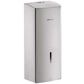 DELABIE automata szappanadagoló, SLIM, 1 literes műanyag tartállyal, r.m. acél, selyem, elemes 6x1,5V (AA)