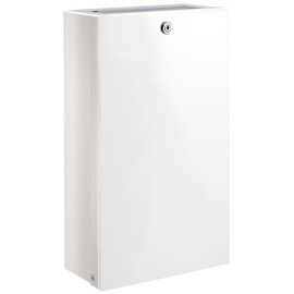 DELABIE vandálbiztos fali hulladékgyűjtő fedővel 16L, zárható, szemeteszsák rögzítés, 1mm r.m. acél fehér