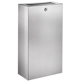 DELABIE vandálbiztos fali hulladékgyűjtő fedővel 16L, zárható, szemeteszsák rögzítés, 1mm r.m. acél selyem