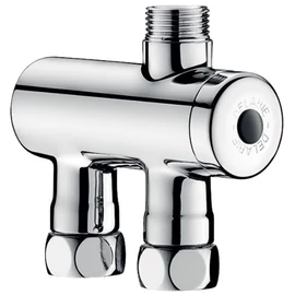 DELABIE Premix Nano termokeverő használati melegvízhez, DN10, F3/8" forró víz, F3/8" hideg víz, M3/8" kevert ág, szűrők, visszacsapó szelepek, 34-60°C, 3-12L/p, króm