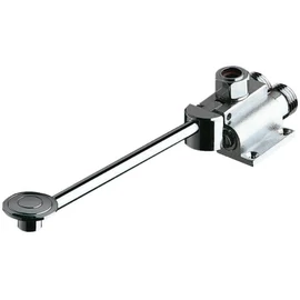 DELABIE MIXFOOT lábpedálos öblítőszelep, elengedéskor azonnal elzáró, felmosást megkönnyítő felemelhető karral, hideg-meleg vízre, hátsó vízbekötéssel, padlóra rögzíthető