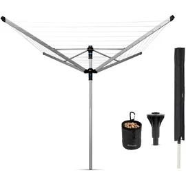 Brabantia Rotary Dryer Lift-O-Matic Advance kerti ruhaszárító 50m, UV-álló, forgatható, D=50mm, ultra könnyen állítható magasság, betonalap rögzítésű, védőzsák, csipesztartó, metál szürke - 100222