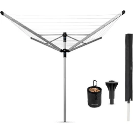 Brabantia Rotary Dryer Lift-O-Matic Advance kerti ruhaszárító 60m, UV-álló, forgatható, D=50mm, ultra könnyen állítható magasság, betonalap rögzítésű, védőzsák, csipesztartó, metál szürke - 100260