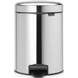 Brabantia NewIcon pedálos hulladékgyűjtő szagmentesen záródó Soft-Close fedél, műanyag tartály, 5L - W méret, r.m. acél, fényes - 112621