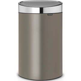 Brabantia Touch Bin New Soft-Touch nyomófedeles hulladékgyűjtő belső tartállyal, ovális, 40L - L méret, acél, platinaszürke test, selyem fedő - 114885