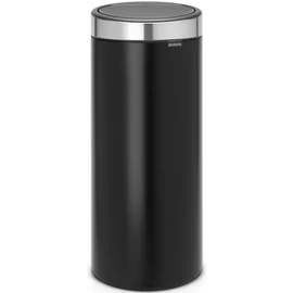 Brabantia Touch Bin New Soft-Touch nyomófedeles hulladékgyűjtő belső tartállyal, kerek, 30L - G méret, acél, matt fekete test, ujjlenyomatmentes fedő - 115448