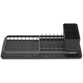Brabantia SinkSide Compact Dish Drying Rack kompakt zárt peremű edényszárító állvány, evőeszköz tartóval, sötétszürke, 200x463 mm - 117268