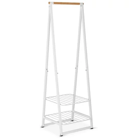 Brabantia Linn Clothes Rack Small ruhatartó állvány, 606x1900x570mm kis méret, 2db állítható magasságú rácsos polc, bambusz rúd, acél váz, fehér - 118227