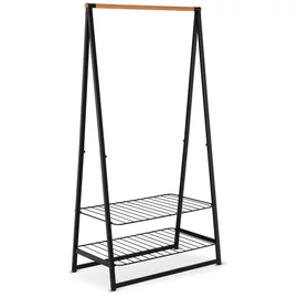 Brabantia Linn Clothes Rack Large ruhatartó állvány, 995x1900x570mm nagy méret, 2db állítható magasságú rácsos polc, bambusz rúd, acél váz, fekete - 118241