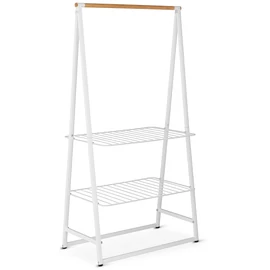 Brabantia Linn Clothes Rack Large ruhatartó állvány, 995x1900x570mm nagy méret, 2db állítható magasságú rácsos polc, bambusz rúd, acél váz, fehér - 118265