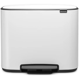 Brabantia Bo Pedal Bin pedálos szelektív hulladékgyűjtő szagmentesen záródó Soft-Close fedél, műanyag tartály, 11+23L - X+J méret, acél, fehér - 121142