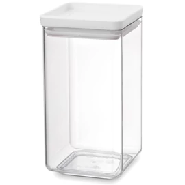 Brabantia tárolóedény 1,6L, egymásra rakható, légmentes záródás, szögletes, világosszürke, átlátszó műanyag tartály - 122484