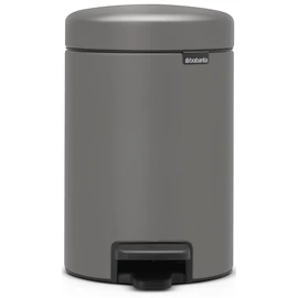Brabantia NewIcon pedálos hulladékgyűjtő szagmentesen záródó Soft-Close fedél, műanyag tartály, 3L - V méret, acél, betonszürke ásványi textúra - 126260