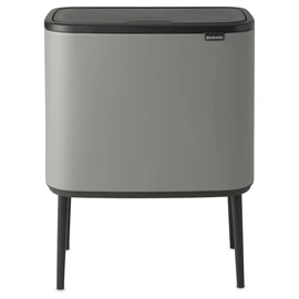 Brabantia Bo Touch Bin nyomófedeles szelektív hulladékgyűjtő, magasított, lábakon álló, műanyag tartály, 3x11L - X méret, acél, betonszürke ásványi textúra - 127229
