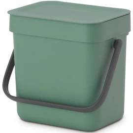 Brabantia Sort & Go konyhai szemetes felnyitható fedéllel, fogantyúval szelektív és komposzt gyűjtéséhez, 3L - A méret, platinazöld - 129865