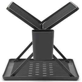 Brabantia SinkSide Foldable Dish Drying Rack összecsukható edényszárító, csepegtető tálca, kis méretű, evőeszköztartóval, sötétszürke, 370x330 mm - 139406