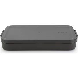 Brabantia Make & Take Flat Lunch Box lapos ételhordozó doboz, 1100 ml, bepattintós (clip-on) zárómechanizmus, BPA mentes műanyag, sötétszürke - 202704