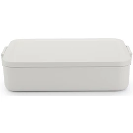 Brabantia Make & Take Lunch Box nagy méretű ételhordozó doboz, 2000ml, bepattintós (clip-on) zárómechanizmus, BPA mentes műanyag, világosszürke - 203121