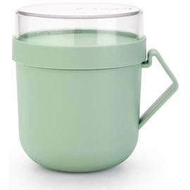 Brabantia Make & Take Soup Mug leveses bögre, 600 ml, hőálló fogantyú, beépített gőzkieresztő szelep, felső tárolórekesz, szivárgás- és légmentes záródás, BPA mentes műanyag, jáde zöld - 203862