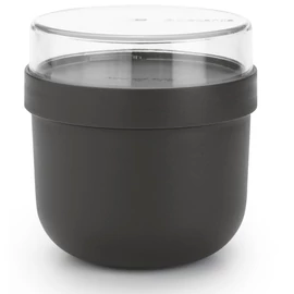 Brabantia Make & Take Breakfast Bowl reggeliző pohár, 500 ml, hő- és fagyálló, felső tárolórekesz (180ml), szivárgás- és légmentes záródás, BPA mentes műanyag, sötétszürke - 204180