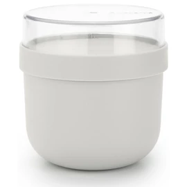 Brabantia Make & Take Breakfast Bowl reggeliző pohár, 500 ml, hő- és fagyálló, felső tárolórekesz (180ml), szivárgás- és légmentes záródás, BPA mentes műanyag, világosszürke - 204203