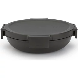 Brabantia Make & Take Lunch Bowl ételhordozó tál, 1000 ml, szivárgás- és légmentes záródás, bepattintós (clip-on) zárómechanizmus, lapos - kerek forma, BPA mentes műanyag, sötétszürke - 206009