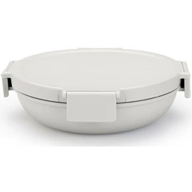 Brabantia Make & Take Lunch Bowl ételhordozó tál, 1000 ml, szivárgás- és légmentes záródás, bepattintós (clip-on) zárómechanizmus, lapos - kerek forma, BPA mentes műanyag, világosszürke - 206184