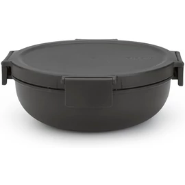 Brabantia Make & Take Salad Bowl salátástál, 1300 ml, szivárgás- és légmentes záródás, bepattintós (clip-on) zárómechanizmus, kerek forma, műanyag, sötétszürke - 206344