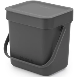 Brabantia Sort & Go konyhai szemetes felnyitható fedéllel, fogantyúval szelektív és komposzt gyűjtéséhez, 3L - A méret, sötétszürke - 209888