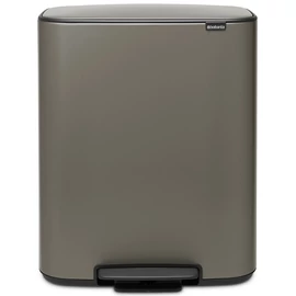Brabantia Bo Pedal Bin pedálos hulladékgyűjtő szagmentesen záródó Soft-Close fedél, műanyag tartály, 60L - M méret, acél, platinaszürke - 211409