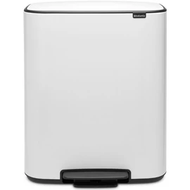 Brabantia Bo Pedal Bin pedálos szelektív hulladékgyűjtő szagmentesen záródó Soft-Close fedél, műanyag tartály, 2x30L - O méret, acél, fehér - 211447