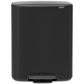 Brabantia Bo Pedal Bin pedálos szelektív hulladékgyűjtő szagmentesen záródó Soft-Close fedél, műanyag tartály, 2x30L - O méret, acél, matt fekete - 211508