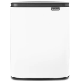 Brabantia Bo Waste Bin hulladékgyűjtő felnyitható, Soft-Close fedéllel, műanyag tartály, 12L - C méret, acél, fehér - 222467