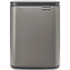 Brabantia Bo Waste Bin hulladékgyűjtő felnyitható, Soft-Close fedéllel, fali/álló, műanyag tartály, 7L - B méret, acél, platinaszürke - 222924