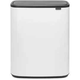 Brabantia Bo Touch Bin nyomófedeles hulladékgyűjtő XXL, padlón álló, műanyag tartály, 60L - M méret, acél, fehér - 223006