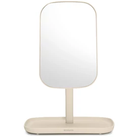 Brabantia ReNew Mirror with Storage Tray álló piperetükör alsó kozmetikai tálcával, szilikon betéttel, 360°-ban állítható üveg tükörrel, világos bézs - 223488