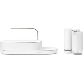 Brabantia SinkStyle Organiser Set mosogató rendszerező szett, 3db-os, rendszerező / szappanadagoló / mosogatószer- adagoló, r.m. acél, műanyag, szikrázó fehér ásványi textúra - 227929