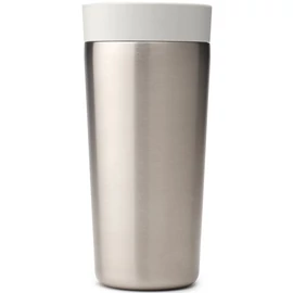 Brabantia Make & Take Insulated Flask duplafalú termoszbögre 360ml, hideg és meleg italok számára, szivárgásmentes, snap lid fedél, r.m. acél, világosszürke - 228704