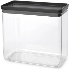 Brabantia tárolóedény 3,5L, egymásra rakható, légmentes záródás, szögletes, sötétszürke, átlátszó műanyag tartály - 229961