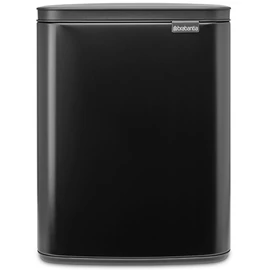 Brabantia Bo Waste Bin hulladékgyűjtő felnyitható, Soft-Close fedéllel, műanyag tartály, 12L - C méret, acél, matt fekete - 230363