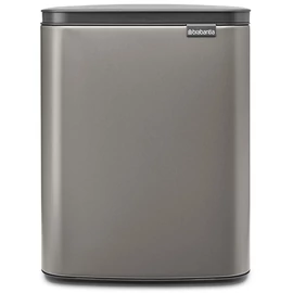 Brabantia Bo Waste Bin hulladékgyűjtő felnyitható, Soft-Close fedéllel, műanyag tartály, 12L - C méret, acél, platinaszürke - 230387