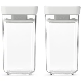 Brabantia tárolóedény készlet, 2db-os, 2x0,15L, egymásra rakható, légmentes záródás, szögletes, világosszürke, átlátszó műanyag tartály - 230585