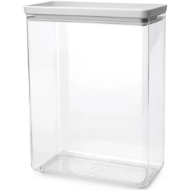 Brabantia tárolóedény 5,4L, egymásra rakható, légmentes záródás, szögletes, világosszürke, átlátszó műanyag tartály - 230684