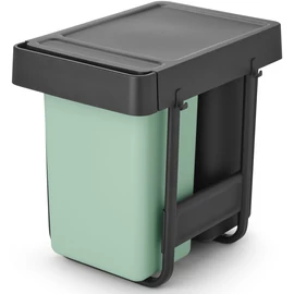 Brabantia Sort &amp; Go Built in Bin beépített szemetes fix fedéllel, kihúzható, 2x15L - D méret, műanyag, sötétszürke és jáde zöld - 232503