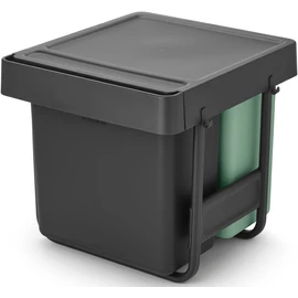 Brabantia Sort &amp; Go Built in Bin beépített szemetes fix fedéllel, kihúzható, 10+10+20L - X+J méret, műanyag, sötétszürke és jáde zöld - 232541