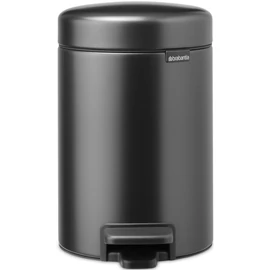 Brabantia NewIcon pedálos hulladékgyűjtő szagmentesen záródó Soft-Close fedél, műanyag tartály, 3L - V méret, acél, magabiztos szürke - 233449